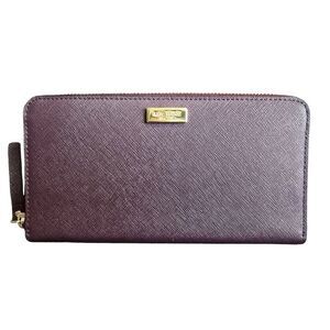 NWT Kate Spade Wallet Neda Laurel Way Mahogany Purple Gold Hardware